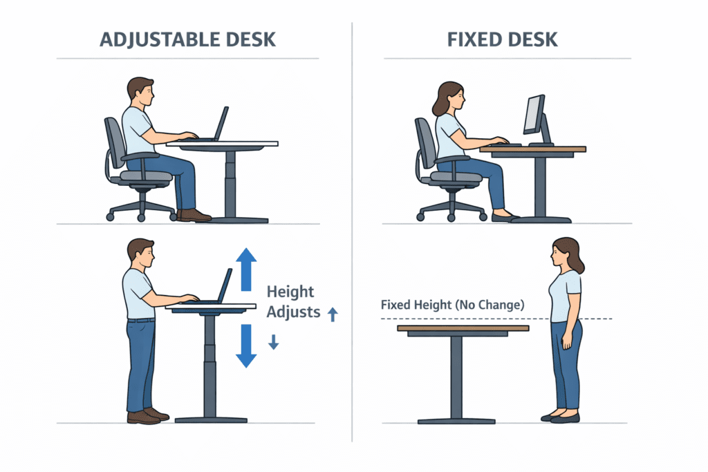 Adjustable vs fixed desk height