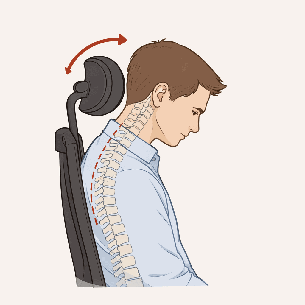 headrest pushing the head forward and increasing neck strain