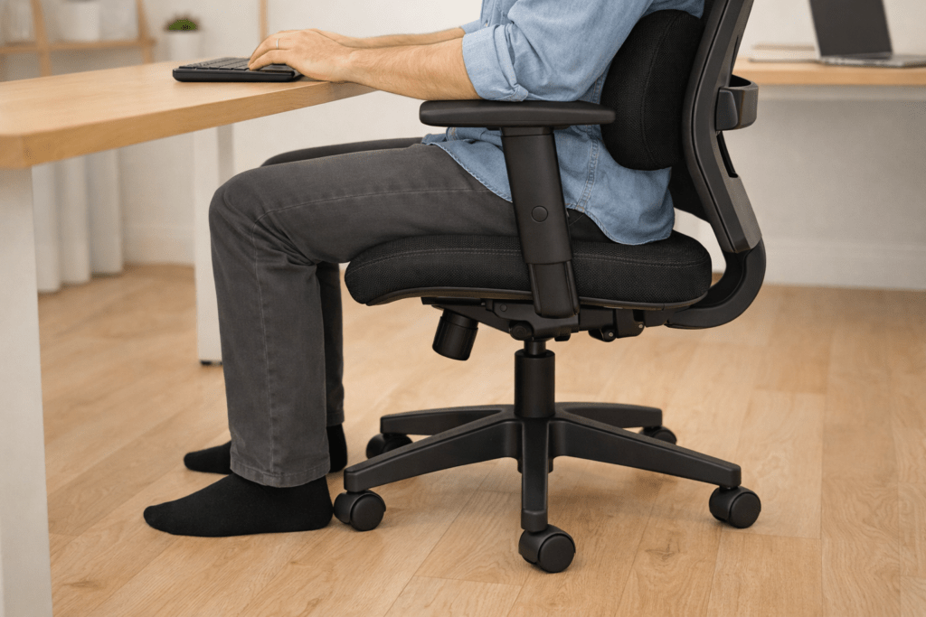 correct chair seat depth to prevent thigh pressure