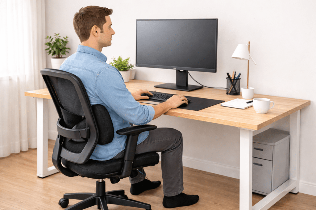 correct monitor height for comfortable sitting posture