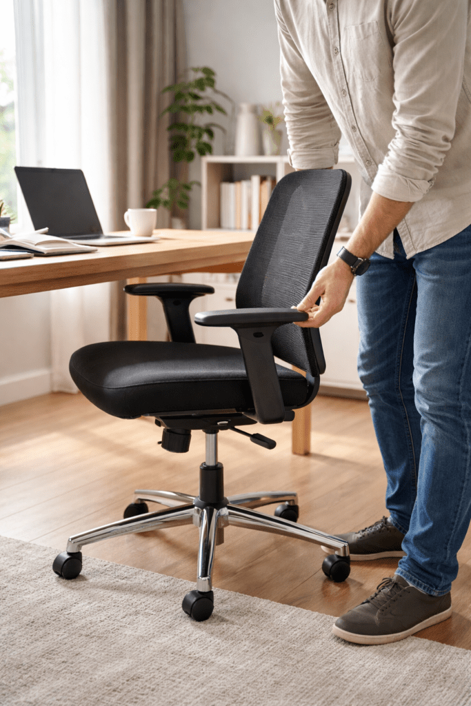 adjusting office chair height to match the knee level