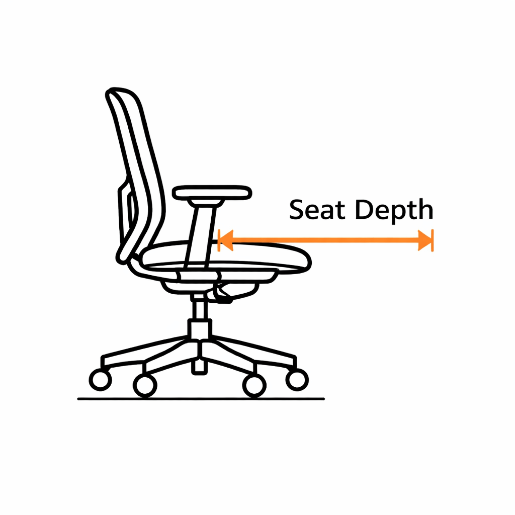 how to measure chair seat depth from backrest to front edge