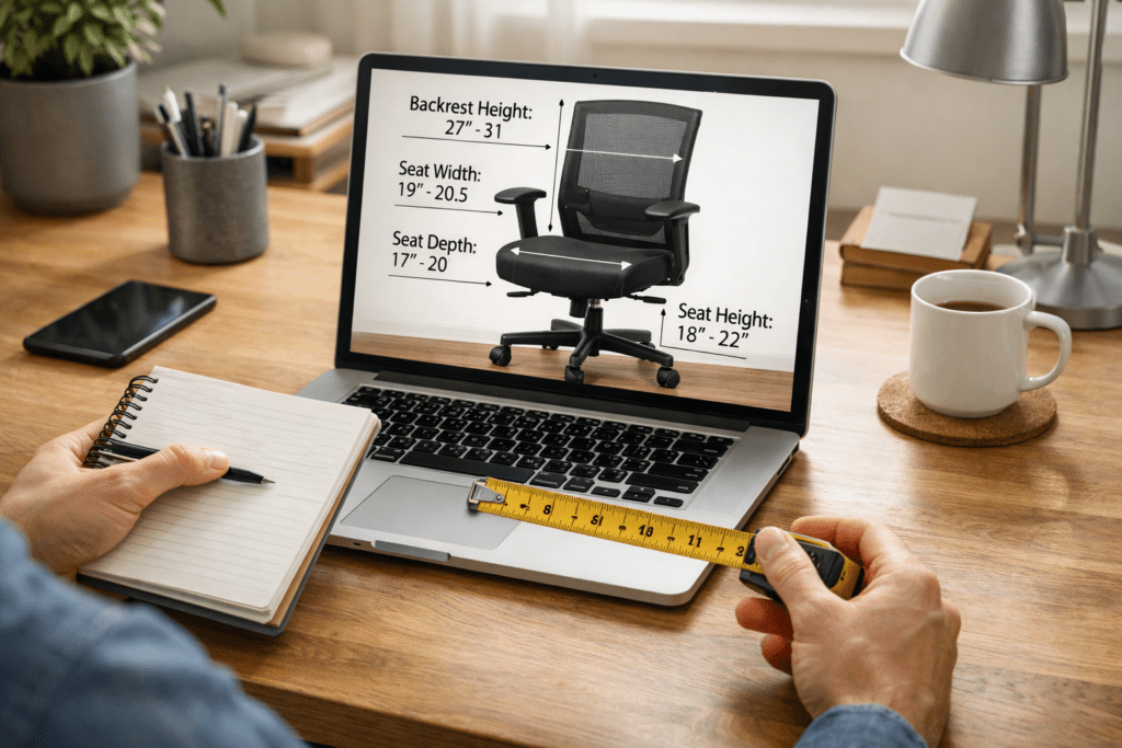 checking chair dimensions online before purchasing