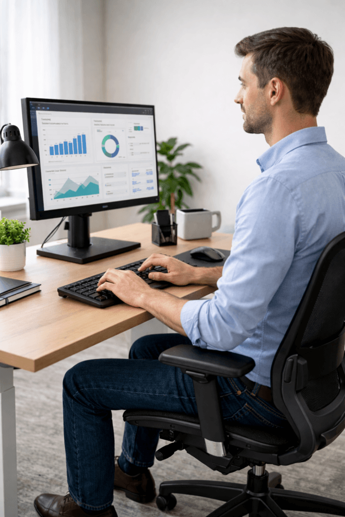ergonomic typing posture desk height diagram