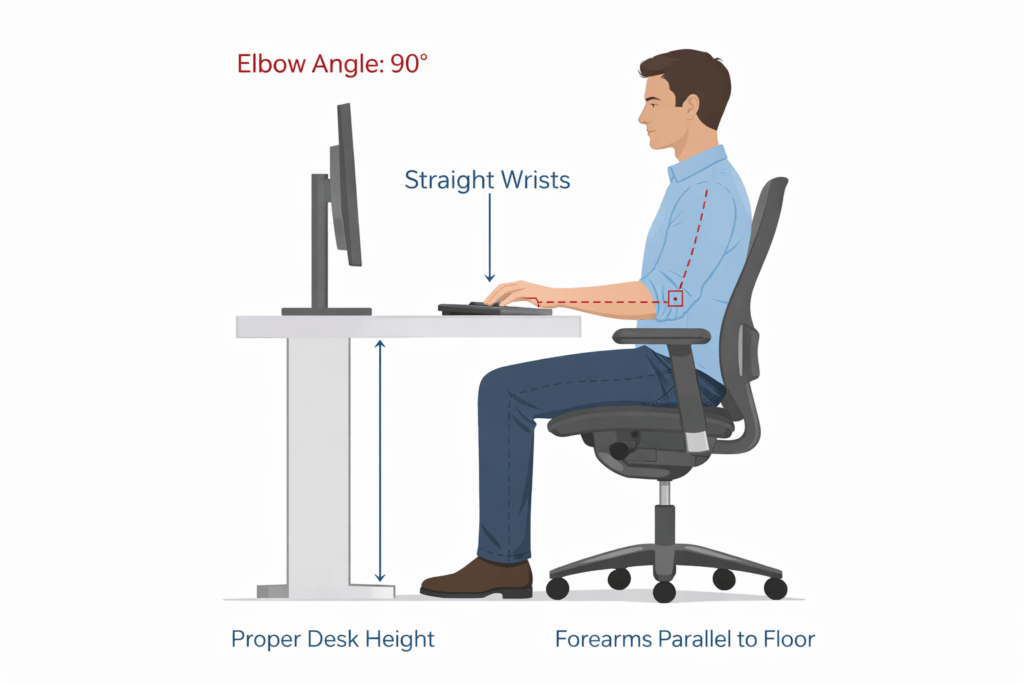 standard desk height measurement diagram