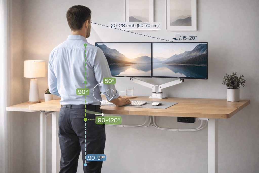 correct monitor height on standing desk
