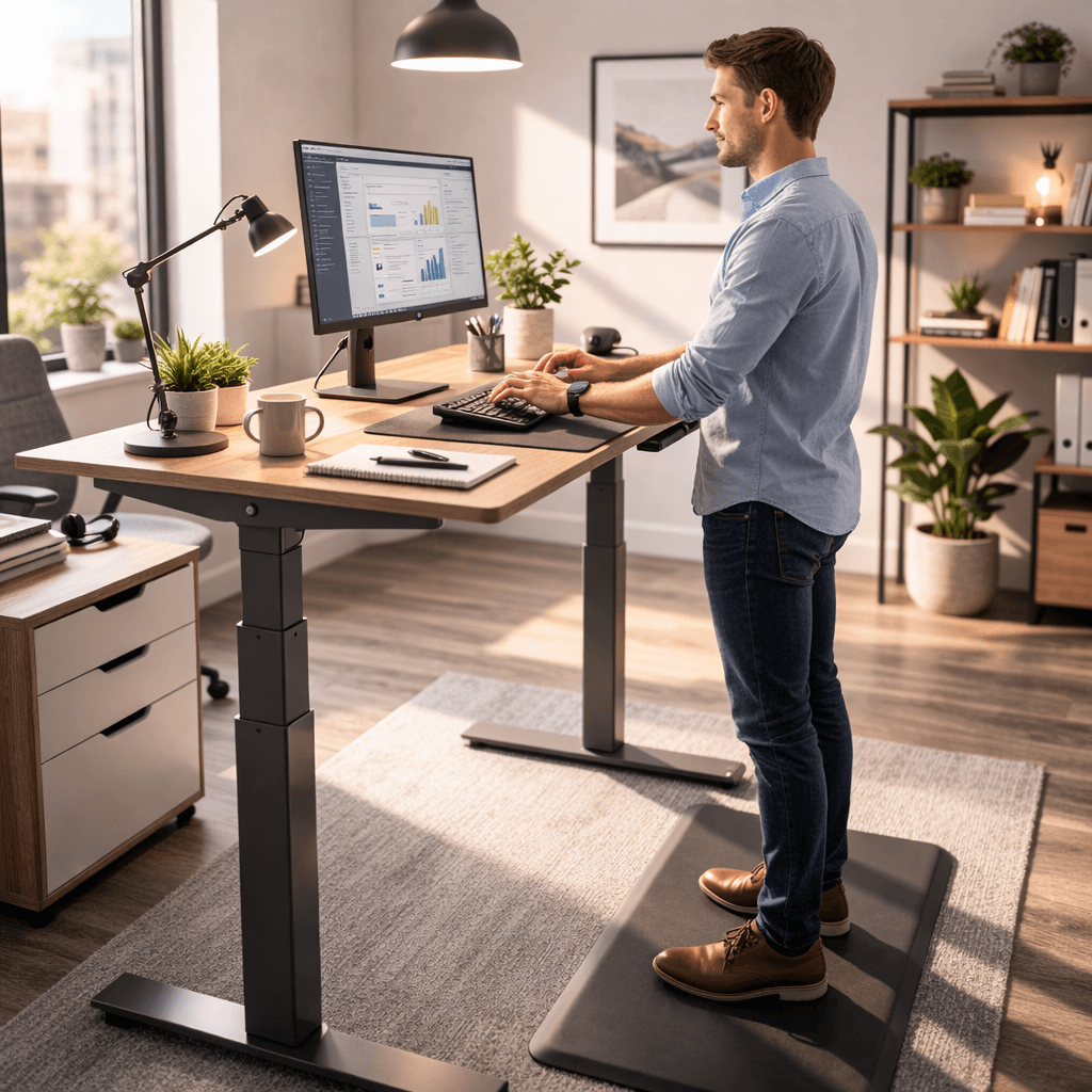 adjusting desk height for ergonomic typing