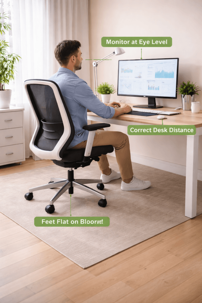 correct posture using chair with casters