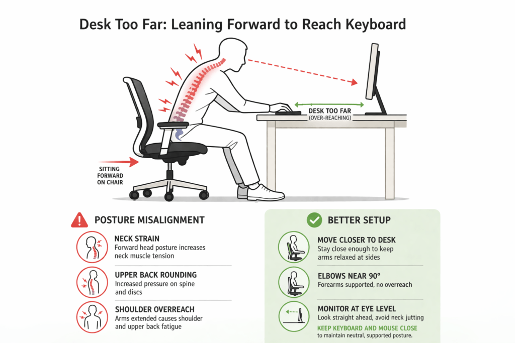 chair rolling away from desk posture problem