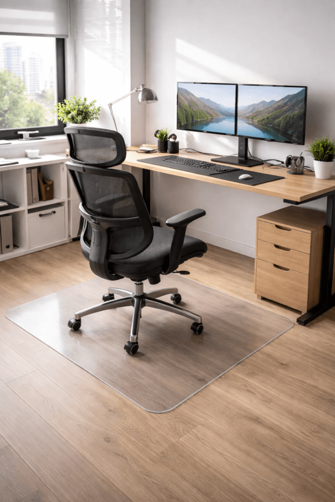 chair mat reducing rolling movement