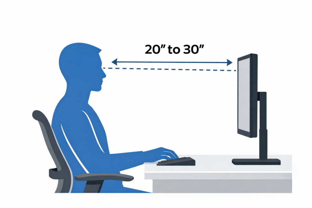 Monitor viewing distance: 20 to 30 inches diagram