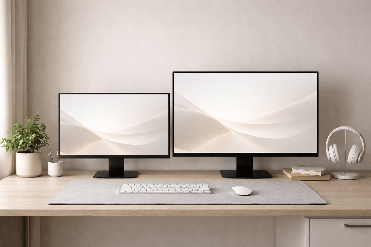 24 inch vs 27 inch monitor comparison setup on desk