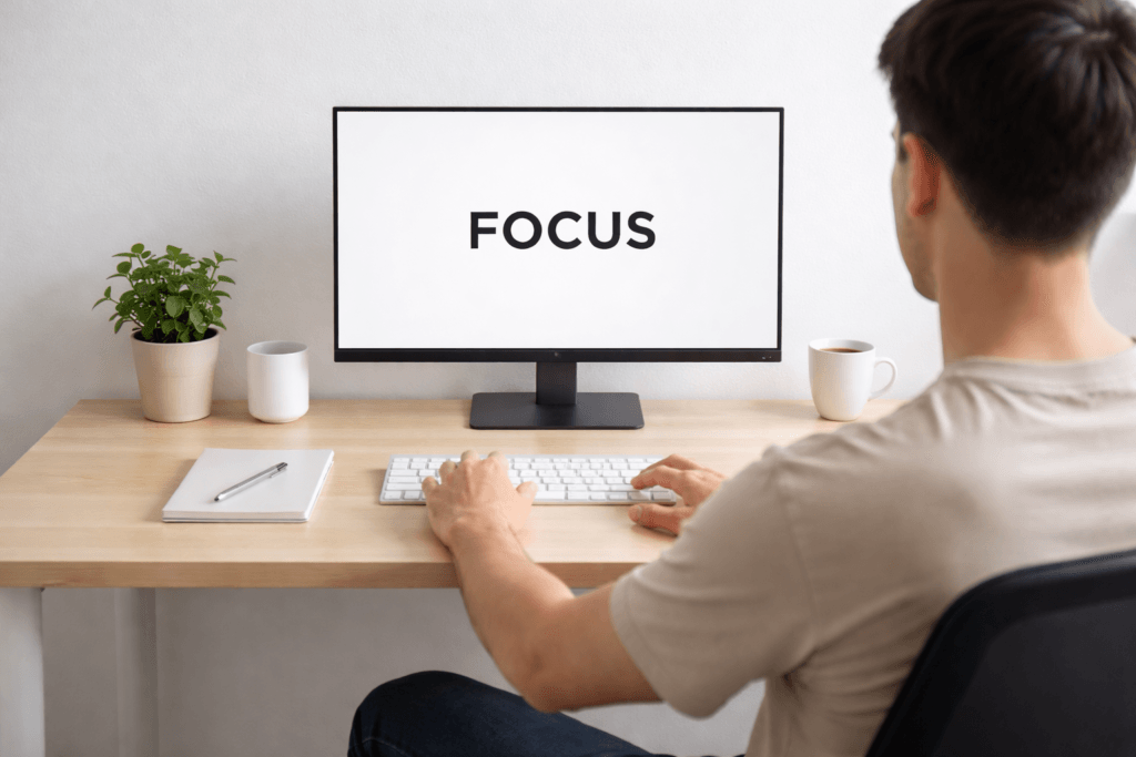 24 inch monitor clean minimal workspace setup