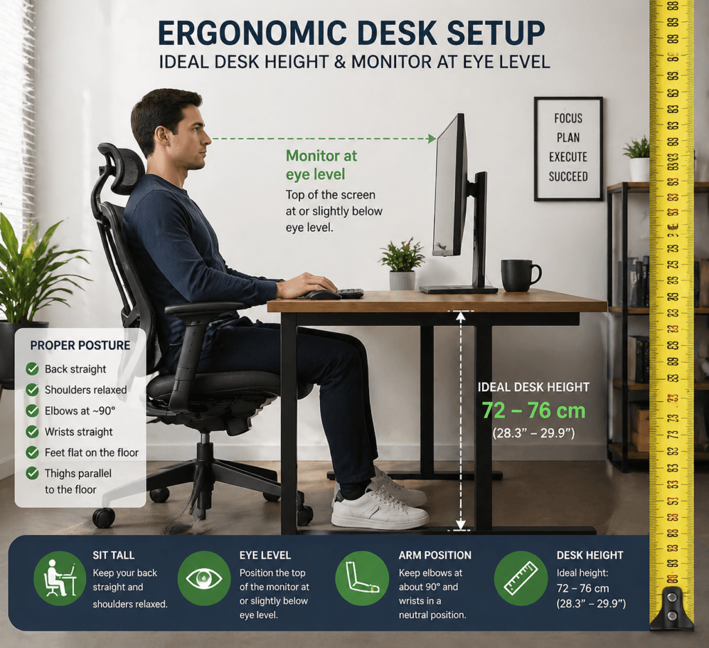 Ergonomic desk height guide