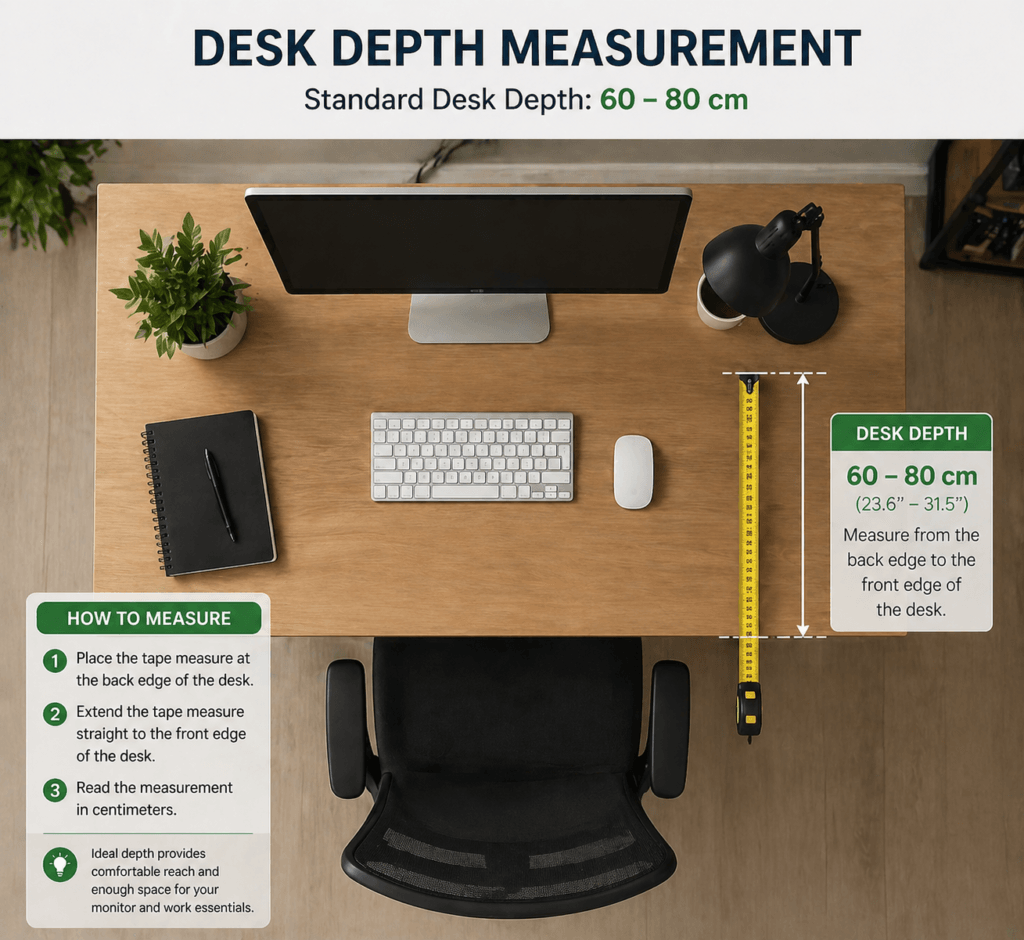 Desk depth measurement guide