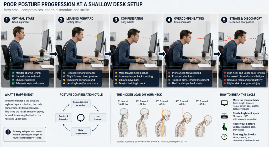 “Why Shallow Desks Cause Forward Leaning”