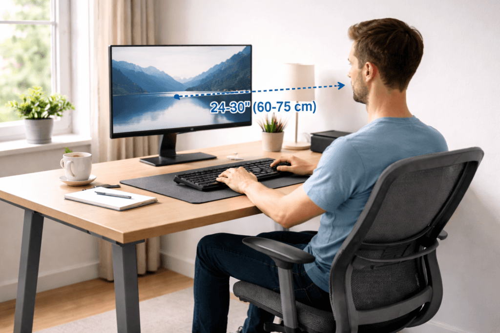 standard desk depth single monitor setup