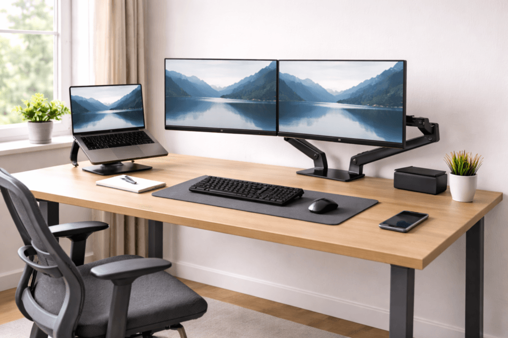 monitor arm improving desk depth space
