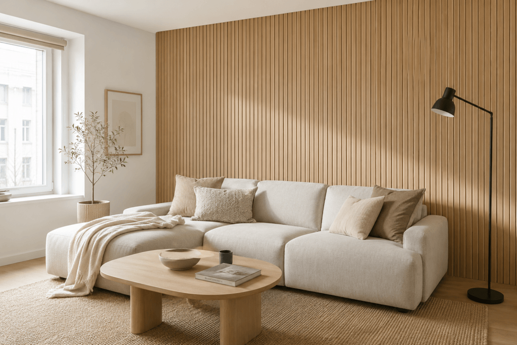 Light Oak Vertical Panels for a Scandinavian Look
