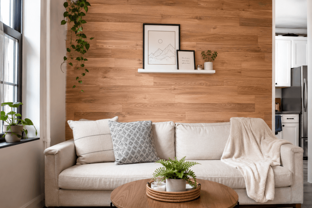 Peel-and-Stick Wood Panel Wall