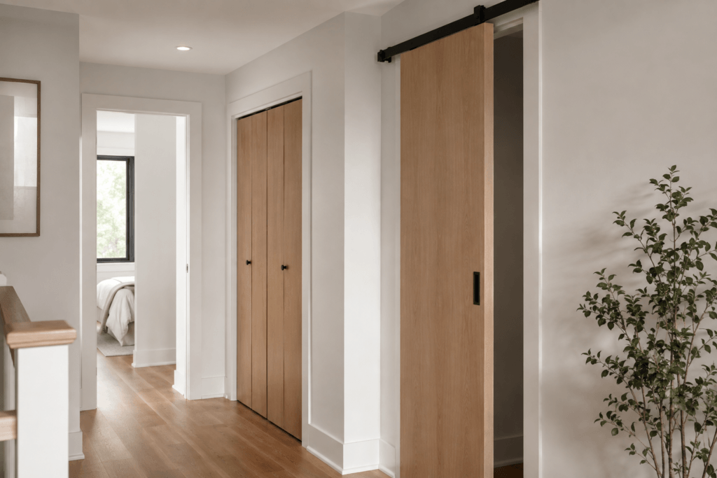 3. Bifold Doors for Shallow Closets Off the Hall