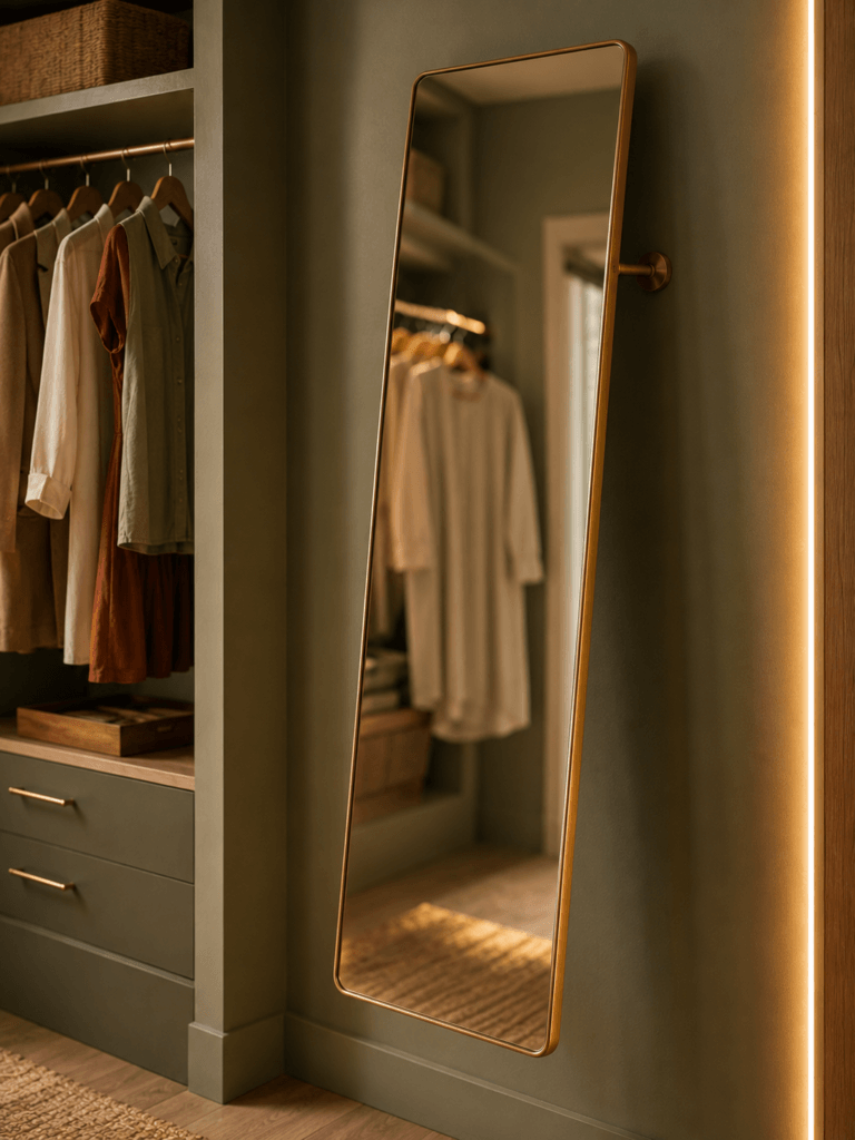 A full-length mirror adjusted so that it is at eye level