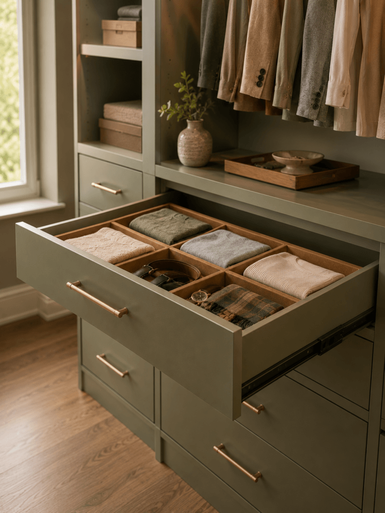 Place drawer dividers at hip height, not floor level.
