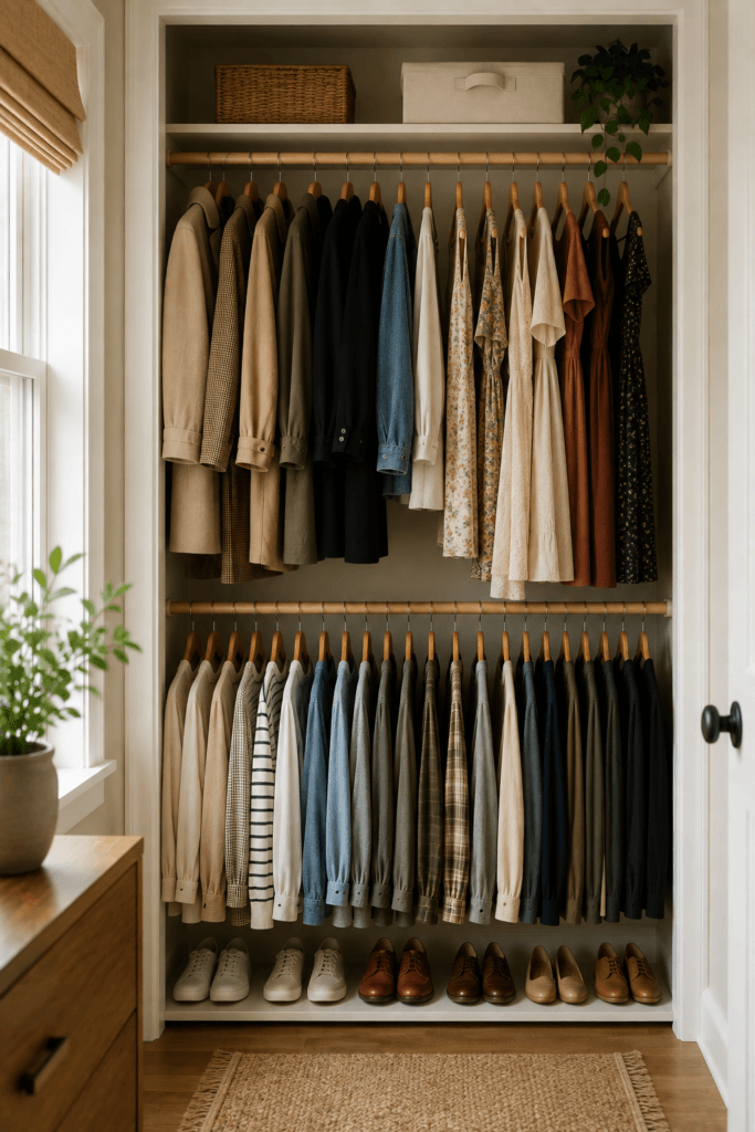 Hang the shorter items double.