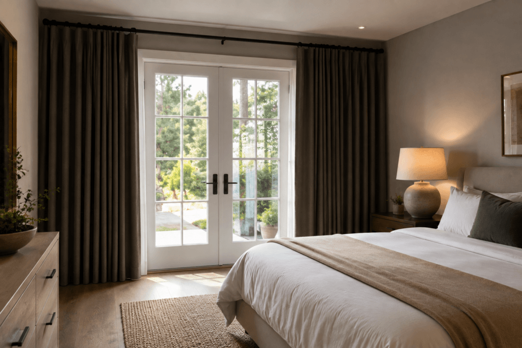 French Doors with Interior Blackout Panels