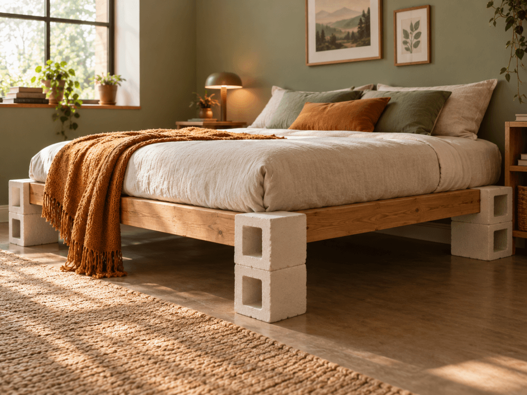 Cinder Block and Wood Beam Frame